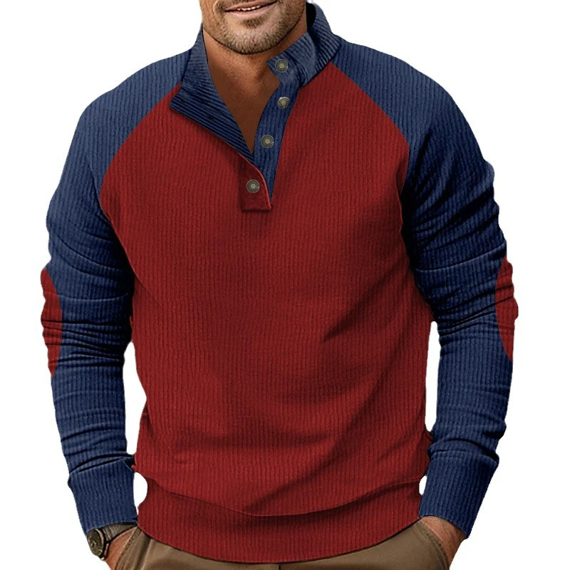 Men's casual stand-up collar corduroy long-sleeved sportswear